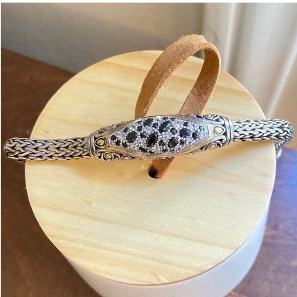 Rare John Hardy Lava Blue Elliptical Station Bracelet Sterling Silver 18K Gold - Picture 9 of 12